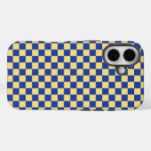 Coques Case-Mate iPhone Damier jaune et bleu à carreaux (Verso (horizontal))