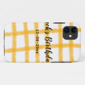 Coques Case-Mate iPhone damier jaune noir ajouter nom date anniversaire (Dos (Horizontal))
