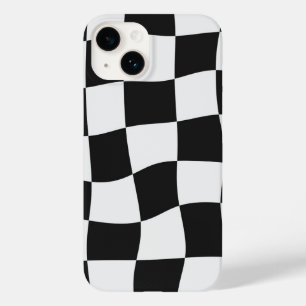 Coque Pour iPhone 14 Damier Noir & Blanc Rétro Déformé