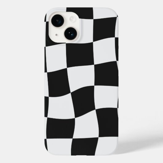 Coques Case-Mate iPhone Damier Noir & Blanc Rétro Déformé (Verso)