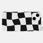 Coques Case-Mate iPhone Damier Noir & Blanc Rétro Déformé (Verso (horizontal))