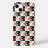 Coques Case-Mate iPhone damier noir et blanc chic fleurs roses (Verso)