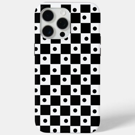 Coques Case-Mate iPhone Damier noir et blanc esthétique avec des points ré (Verso)