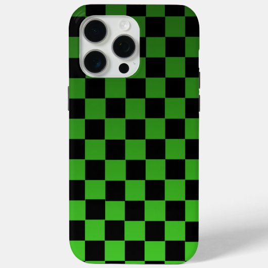 Coques Case-Mate iPhone Damier rétro noir et vert esthétique (Verso)