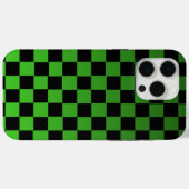 Coques Case-Mate iPhone Damier rétro noir et vert esthétique (Verso (horizontal))