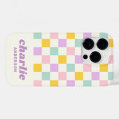 Coques Case-Mate iPhone damier rose jaune violet bleu (Verso (horizontal))