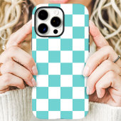Coques Case-Mate iPhone Damier sarcelle et blanc 