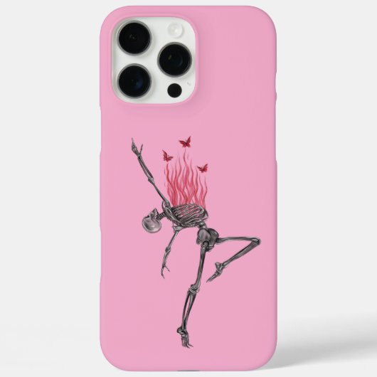 Coques Case-Mate iPhone Dancing Red Fire Flames Skeleton Illustration Pink (Verso)