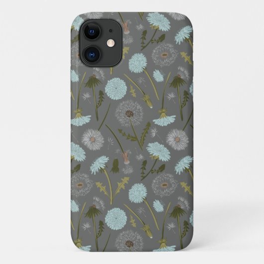 Coques Case-Mate iPhone Dandelion Gris Bleu Motif Floral (Dos)
