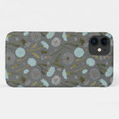 Coques Case-Mate iPhone Dandelion Gris Bleu Motif Floral (Dos (Horizontal))
