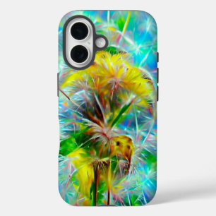 Coques iPhone 16 Dandelions Ethereal dans Neon Dreamscape
