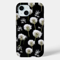 Dandelions Fluffés Sur Noir