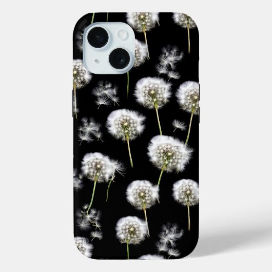 Coques Case-Mate iPhone Dandelions Fluffés Sur Noir (Verso)