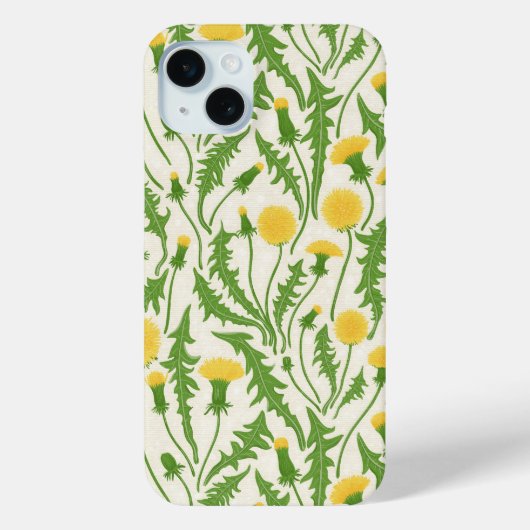 Coques Case-Mate iPhone Dandelions, vert, jaune et blanc (Verso)