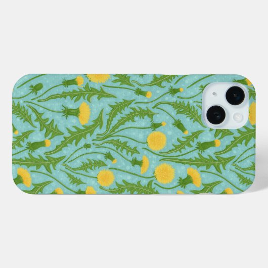 Coques Case-Mate iPhone Dandelions, vert, jaune et bleu (Verso (horizontal))