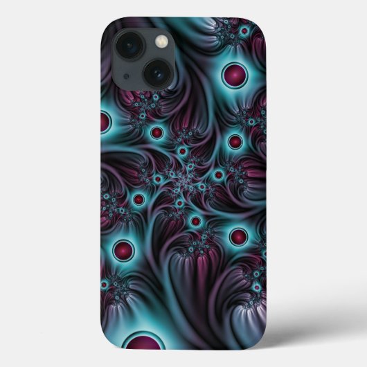 Coques Case-Mate iPhone Dans la profondeur Bleu rose Abstrait Fractal Art (Verso)