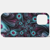 Coques Case-Mate iPhone Dans la profondeur Bleu rose Abstrait Fractal Art (Verso (horizontal))