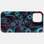 Coques Case-Mate iPhone Dans la profondeur Bleu rose Abstrait Fractal Art (Verso (horizontal))