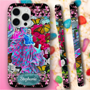 Coque iPhone 15 Pro Max Danse avec Fleurs et Papillons PV01