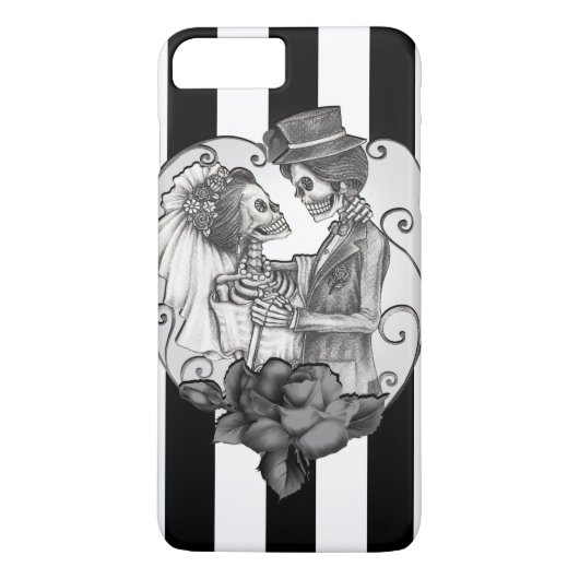 Coques Case-Mate iPhone Danse de mariage d'amour de squelette rayé (Dos)