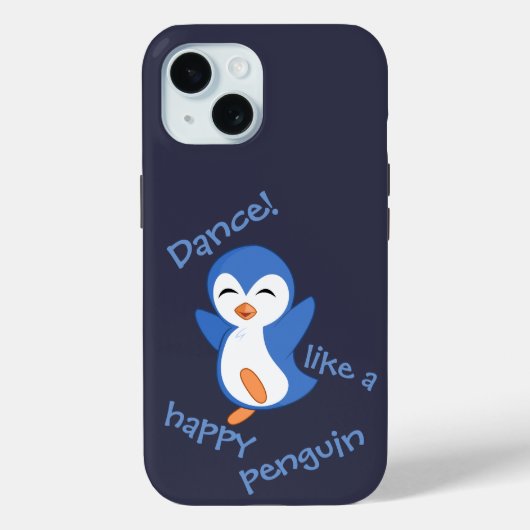 Coques Case-Mate iPhone Danse mignonne comme un joyeux pingouin bleu (Verso)