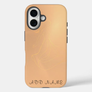 Coques iPhone 16 Danseuse éthérée en Lumière Dorée Elégant Mur Art
