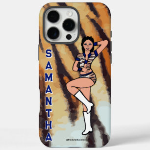 Coques iPhone 16 Pro Max Danseuse personnalisée Tigre Bleu #2