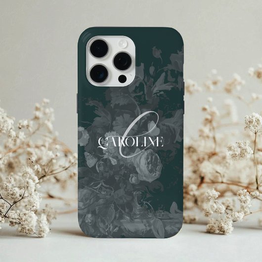 Coques Case-Mate iPhone Dark Academia Floral Still Life Green