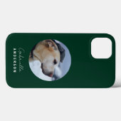 Coques Case-Mate iPhone Dark Green Custom Baby Pet Chien Photo et nom (Verso (horizontal))