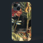 Coques Pour iPhone Dark Nature Scene par Vision Studio<br><div class="desc">Cette scène de nature sombre montre deux papillons et une libellule se rassemblant au-dessus de feuilles verts profonds et une belle fleur. On entend presque les coups d'ailes pendant que l'on étudie la pièce. Si vous aimez la nature, vous apprécierez ce tableau. Achète ta copie aujourd'hui !</div>