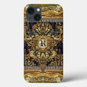 iPhone 13 Coque Dashford Royal Élégant Monogramme baroque dur