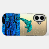 Coques Case-Mate iPhone Dauphin dans la mer, scintillant, monogrammé (Verso (horizontal))