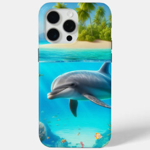 Coque iPhone 15 Pro Max Dauphin sous-marin coloré tropical/hawaïen