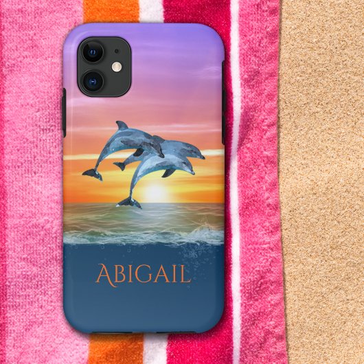 Coques Case-Mate iPhone Dauphins de coucher de soleil vibrants et personna