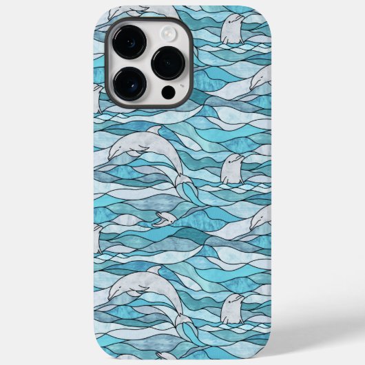 Coques Case-Mate iPhone Dauphins de verre tendu de l'océan bleu (Verso)