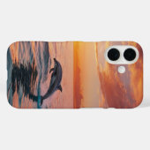 Coques Case-Mate iPhone Dauphins du coucher du soleil (Verso (horizontal))