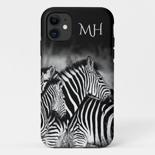 Coques Case-Mate iPhone Dazzle de monogramme de zèbre (Dos)