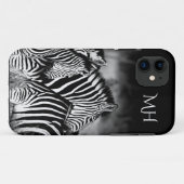 Coques Case-Mate iPhone Dazzle de monogramme de zèbre (Dos (Horizontal))