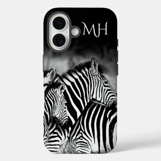 Coques Case-Mate iPhone Dazzle de monogramme de zèbre (Verso)