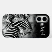 Coques Case-Mate iPhone Dazzle de monogramme de zèbre (Verso (horizontal))
