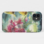 Coques Case-Mate iPhone De beaux colibris à Night Silk Art (Dos (Horizontal))