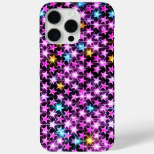 Coque iPhone 15 Pro Max de belles étoiles violettes colorées brillantes