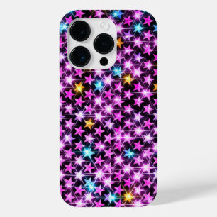 Coque Pour iPhone 14 Pro de belles étoiles violettes colorées brillantes