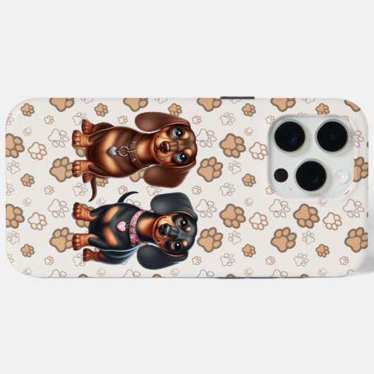 Coques Case-Mate iPhone De mignons amis dachshund (Verso (horizontal))