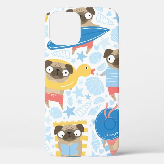 Coques Case-Mate iPhone De mignons carlins en vacances. motif avec carlin (Verso)