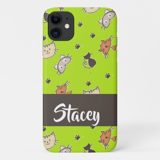 Coques Case-Mate iPhone De mignons chats en vert (Dos)