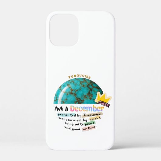 Coques Case-Mate iPhone December Birthstone Turquoise Graphic (Verso)