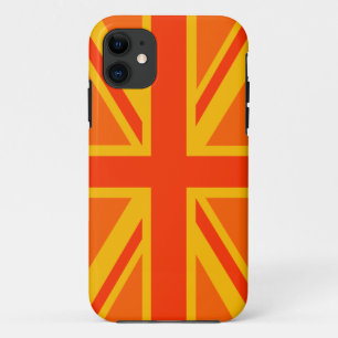 Coque iPhone 11 Décor du drapeau britannique orange Union Jack