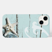 Coques Case-Mate iPhone Décor romantique Elégant bleu Seashell Beach (Verso (horizontal))