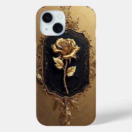 Coques Case-Mate iPhone Décoration de rose embellie d'or (Verso)